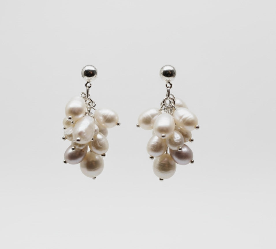 Grape pearl earrings