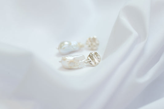 Textured silver with freshwater pearl